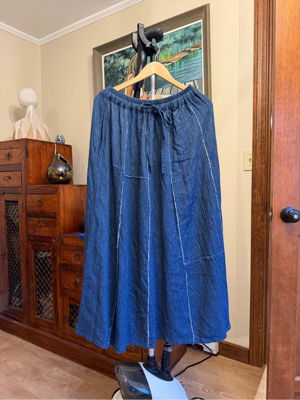 Women's Indigo Blue Casual Maxi Skirt